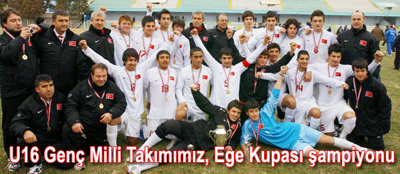'Türkiye Futbol Federasyonu'nun organize ettiği Ege Kupası'nda Belçika'yı 3-0 yenen Teknik Direktör Ferhat Südoğan yönetimindeki U16 Milli Takımımız şampiyon oldu. Muğla Atatürk Stadı'nda oynanan karşılaşmada gollerimizi, 17. dakikada Oğulcan, 45. dakikada Ömer ve 65. dakikada Muhammet Demir kaydetti. Muğla'da oynanan diğer maçta Azerbaycan'ı 2-1 yenen Çek Cumhuriyeti şampiyona üçüncüsü oldu.'